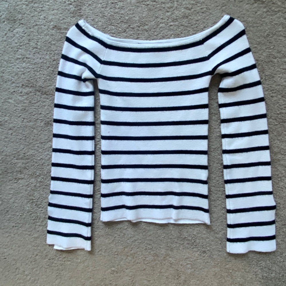 Off the shoulder striped sweater
